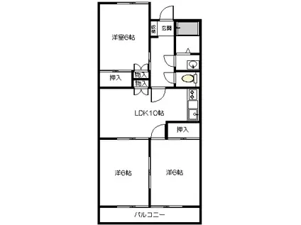 宮町ガーデンプラザ(3LDK/3階)の間取り写真