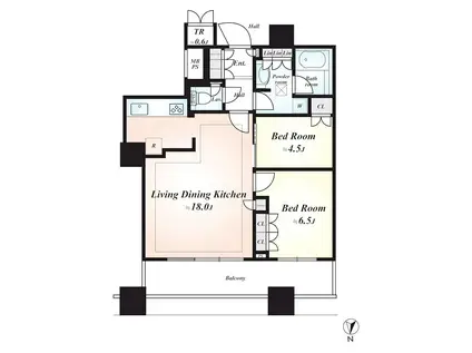 パークタワーグランスカイ(2LDK/34階)の間取り写真