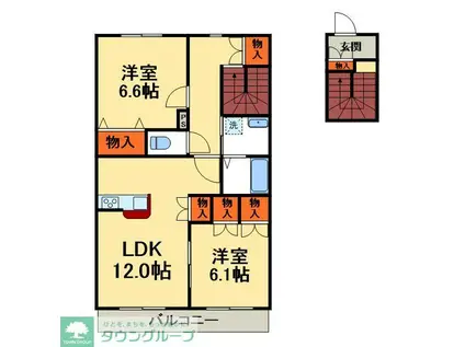メゾンフルール(2LDK/2階)の間取り写真