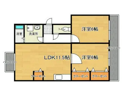 高嶋ハイツ(2LDK/1階)の間取り写真