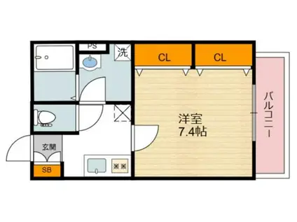 プロスパーコート沢ノ町(1K/2階)の間取り写真