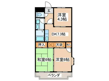 サニーレジデンス(3DK/3階)の間取り写真