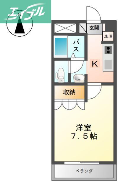 グリーンパレスIII(1K/1階)の間取り写真