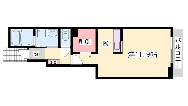 エスポワールIV(1K/1階)の間取り写真