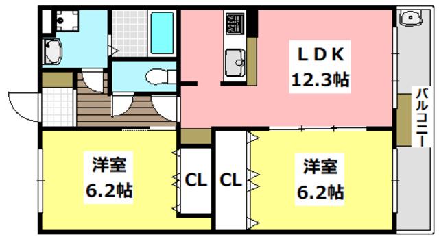 BRAVOURE(2LDK/3階)の間取り写真