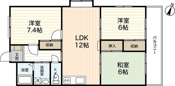 プリンスビル(3LDK/1階)の間取り写真