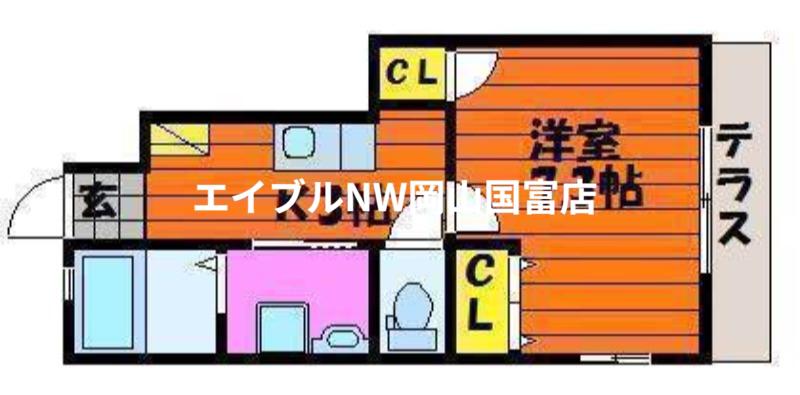 パシフィコ A棟(1K/1階)の間取り写真