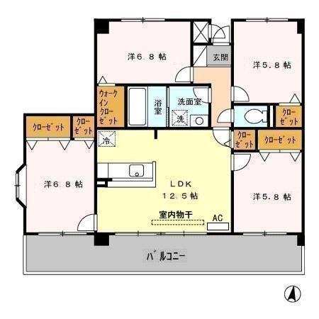 グランディル山王(4LDK/4階)の間取り写真