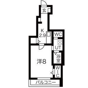 グリシーヌ(1K/1階)の間取り写真