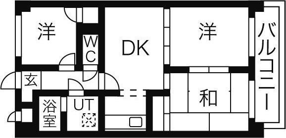 グランドール藤ヶ丘東(3DK/4階)の間取り写真