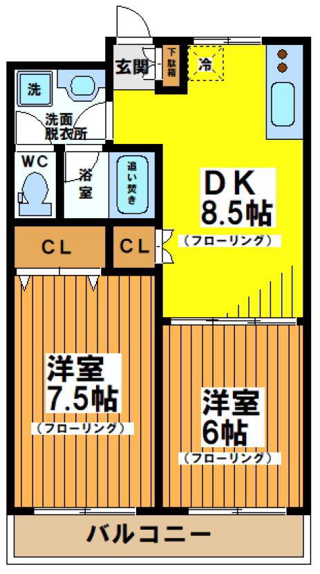 ドミールウメダ(2DK/2階)の間取り写真
