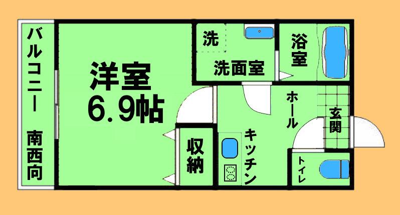 LA FELICIA相模原(1K/2階)の間取り写真