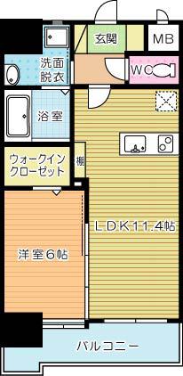 ガーデンコートSUNATSU(1LDK/10階)の間取り写真