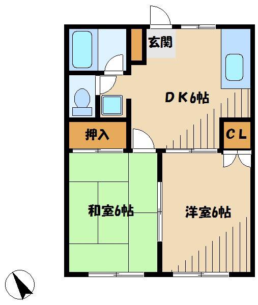 レスペ文京(2DK/1階)の間取り写真