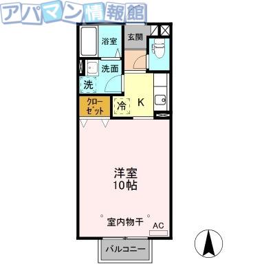 クレッセントあおば通(1K/1階)の間取り写真