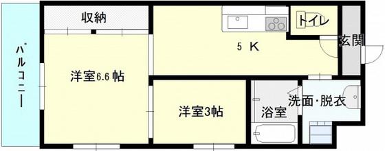 ノーブル平和大通(2K/5階)の間取り写真