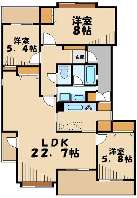 ジュネスあかね台(3LDK/4階)の間取り写真