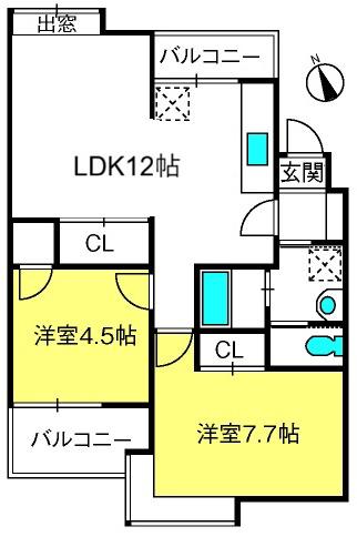 ファーストメゾン入間(2LDK/3階)の間取り写真