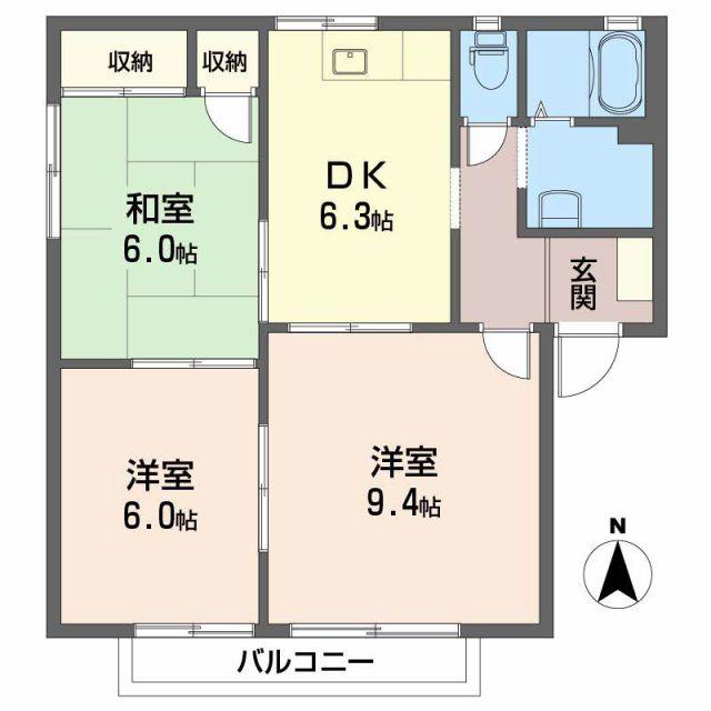 フレグランスみぶA棟(3DK/2階)の間取り写真