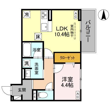 D-GRAN 飯田町(1LDK/1階)の間取り写真