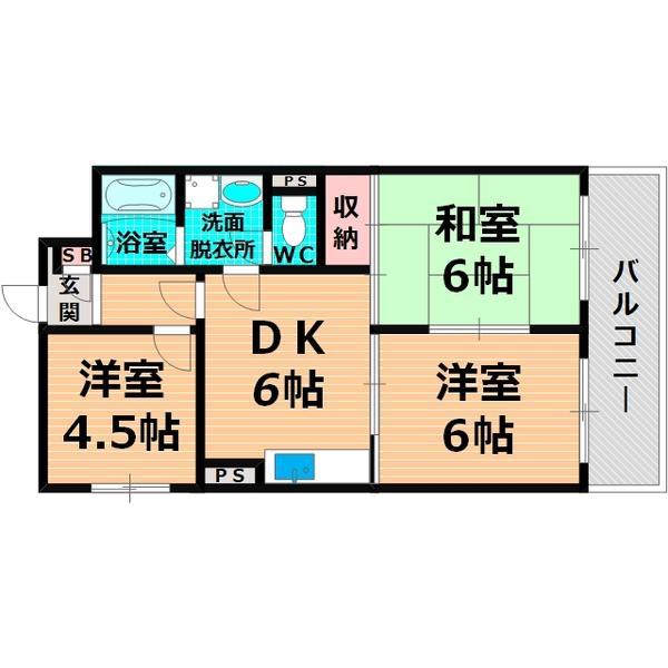 森岡ビル(3DK/3階)の間取り写真