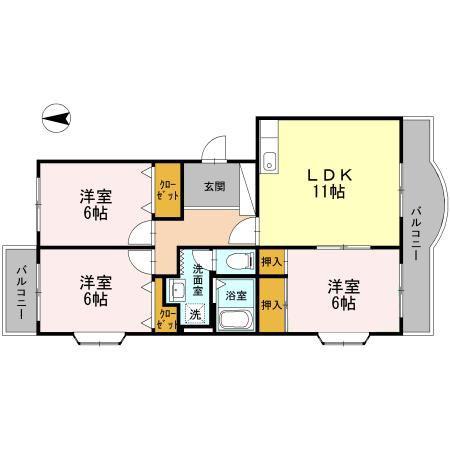 葵マンション(3LDK/1階)の間取り写真