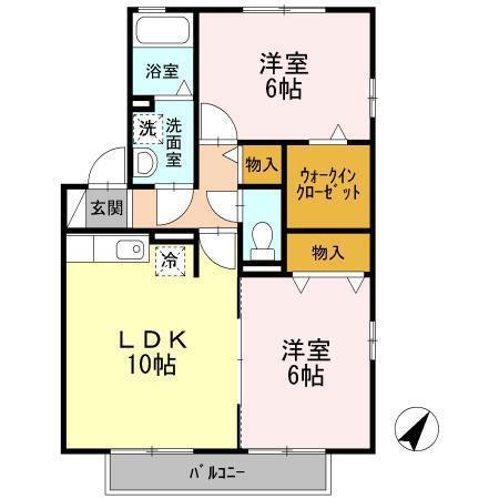 セジュールフェニックス(2LDK/2階)の間取り写真