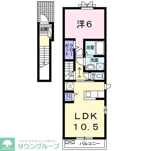 ラフレシール ガーデン(1LDK/2階)の間取り写真