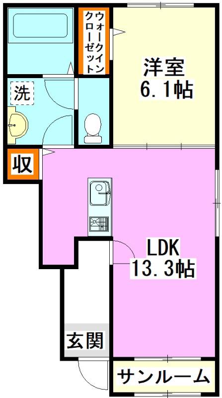 グランツコート花瀬 A(1LDK/1階)の間取り写真