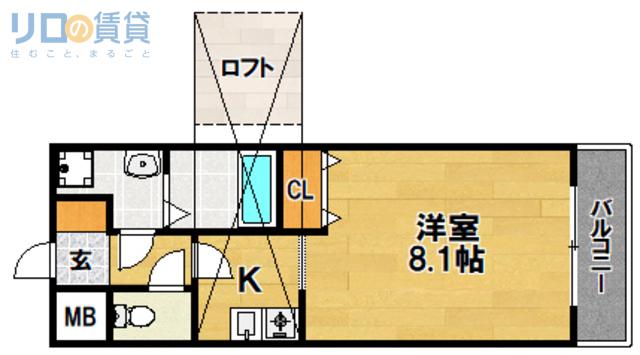 リセスコートII(1K/4階)の間取り写真