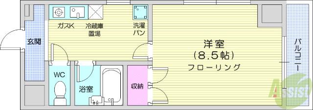 クリスタルハイツみねぎし(1K/3階)の間取り写真