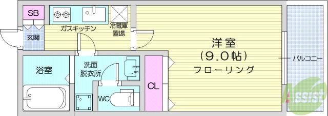 リビングステージ広瀬川(1K/5階)の間取り写真