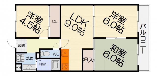 アミール西野(3LDK/3階)の間取り写真