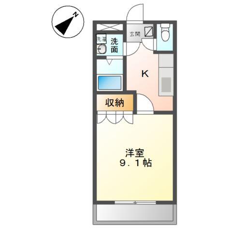 メゾン羽島(1K/1階)の間取り写真