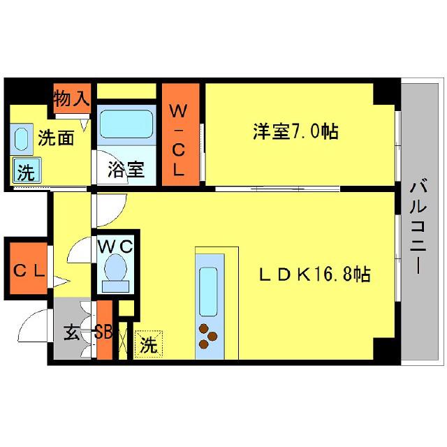 BRAVI南堀江(1LDK/12階)の間取り写真