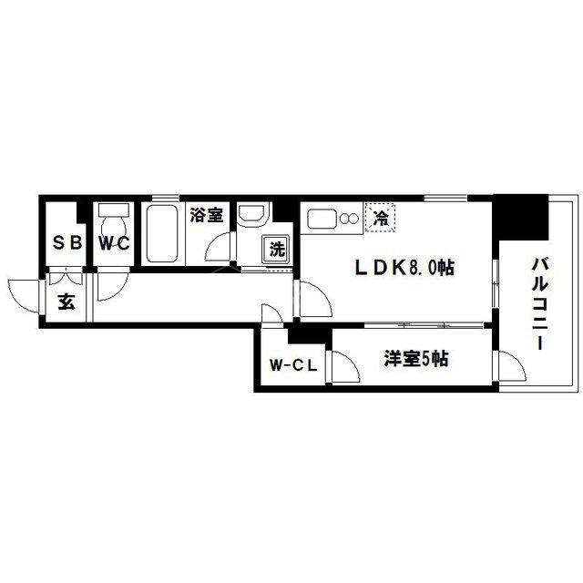 サンクレイドル大手前(1LDK/5階)の間取り写真