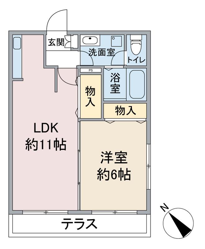 ブルーガーデン(1LDK/1階)の間取り写真