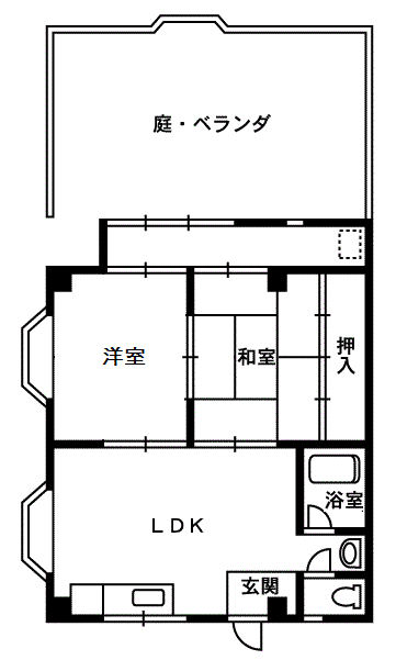ハイツ泉ヶ丘(2LDK/1階)の間取り写真