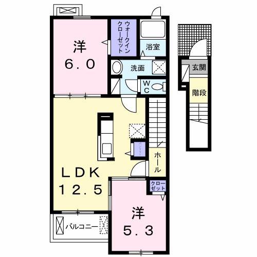 ル ヴァン B(2LDK/2階)の間取り写真