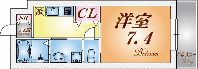 ワコーレヴィアーノ須磨行幸町(1K/2階)の間取り写真