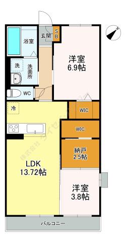 マイプレイス庚午(2LDK/1階)の間取り写真
