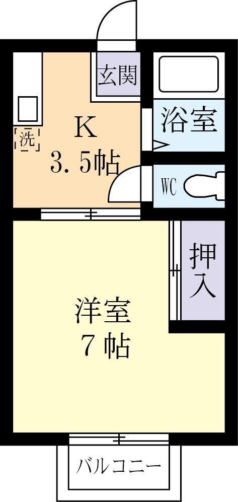 マイシティライフ3番館(1K/2階)の間取り写真