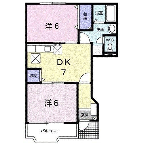 ミドルアーティクル(2DK/1階)の間取り写真