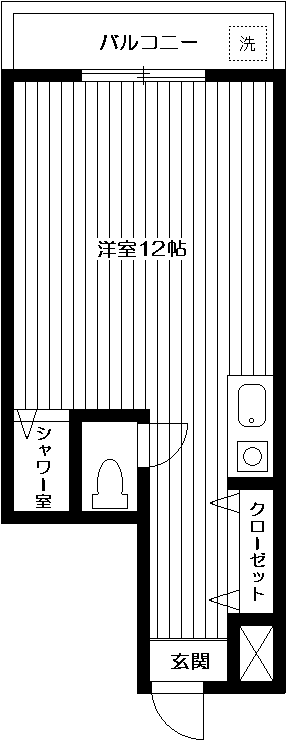 ローラル多摩川(ワンルーム/4階)の間取り写真