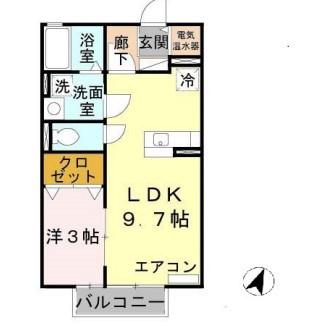リガトーニ ワン(1LDK/2階)の間取り写真