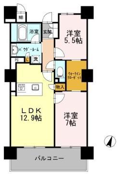 ロイヤルパークスERささしま サウス(2LDK/15階)の間取り写真