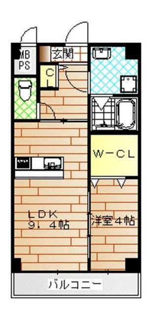 フローリッシュ茨木(1LDK/2階)の間取り写真