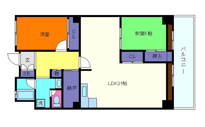 御影アーバンライフ(2LDK/2階)の間取り写真