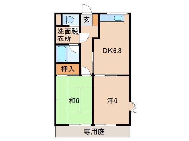 ソレアード赤坂(2DK/1階)の間取り写真