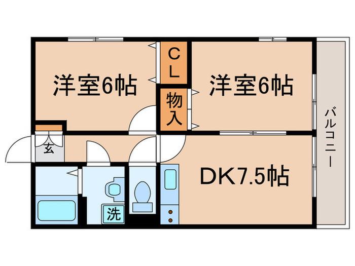 アイランドM(2DK/2階)の間取り写真